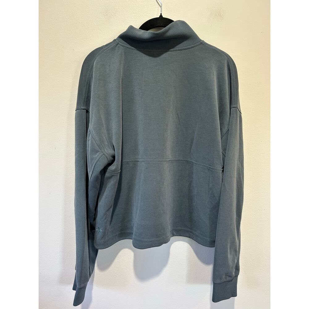 Athleta blue quarter zip sweatshirt womens M pockets super soft *small stain* - Picture 6 of 10